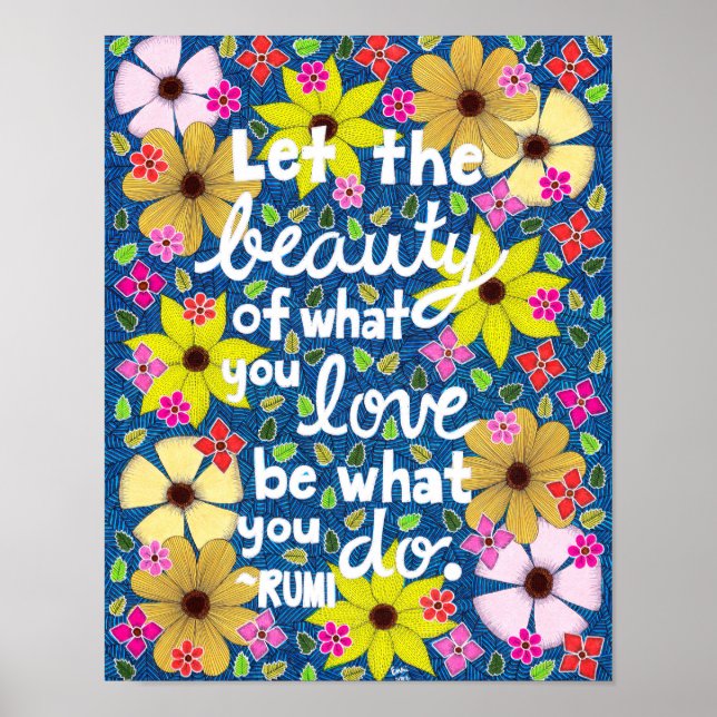 Farbenfrohe, florale Inspirierend Angebotstypograf Poster (Vorne)