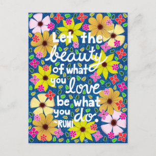 Farbenfrohe, florale Inspirierend Angebotstypograf Postkarte