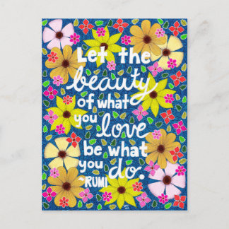 Farbenfrohe, florale Inspirierend Angebotstypograf Postkarte
