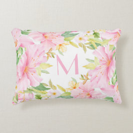 Farbenfrohe florale Monogramm Wasserfarben Botanis Dekokissen