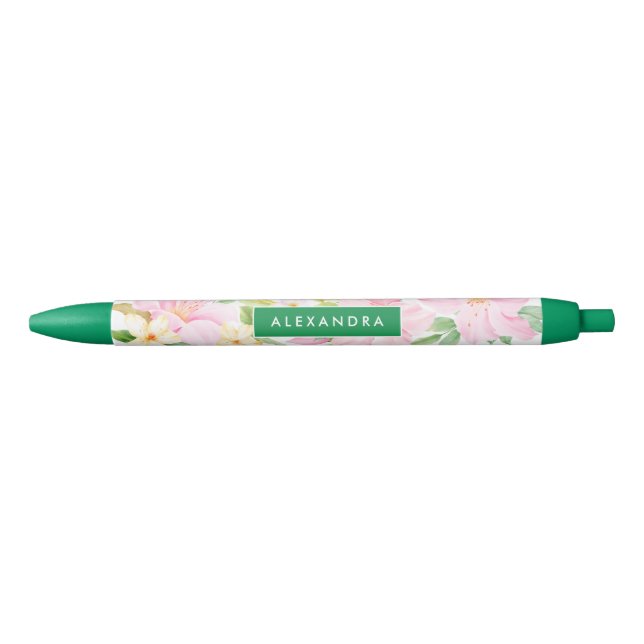 Farbenfrohe florale Monogramm Wasserfarben Botanis Kugelschreiber (Vorderseite)