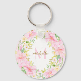 Farbenfrohe florale Monogramm Wasserfarben Botanis Schlüsselanhänger