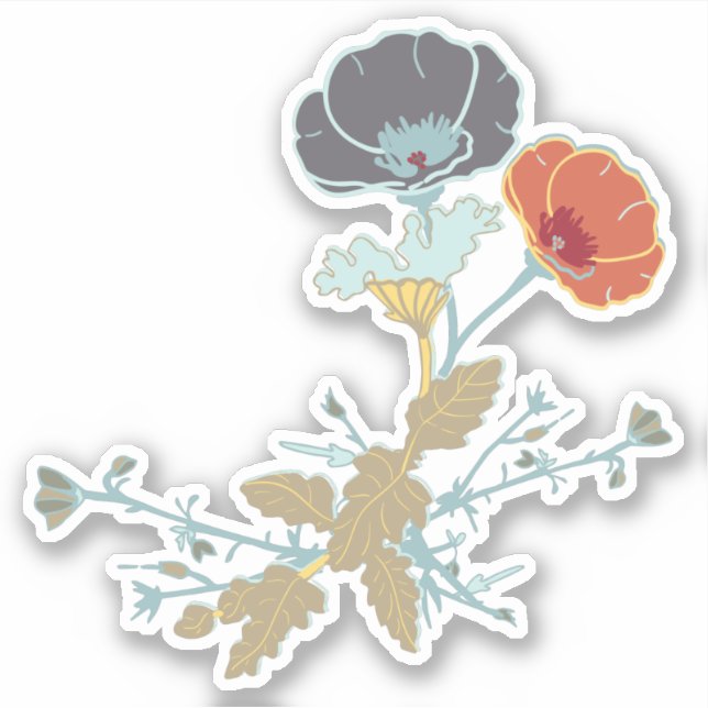 Farbenfrohe florale Motive Aufkleber (Vorderseite)