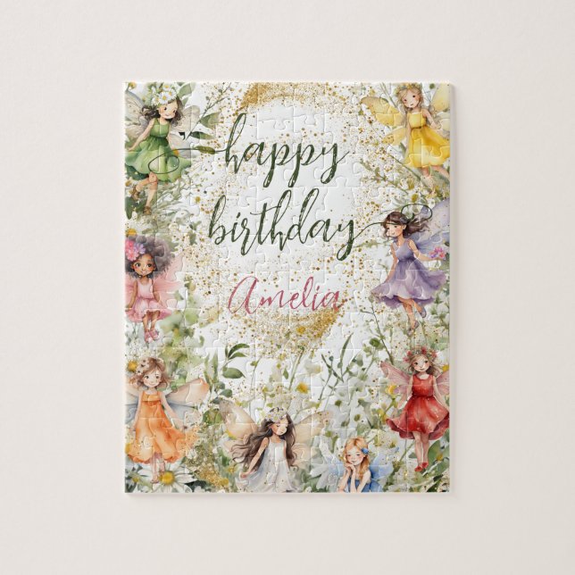 Farbenfrohe, florale Niedliche Fairies Happy Birth (Vertikal)