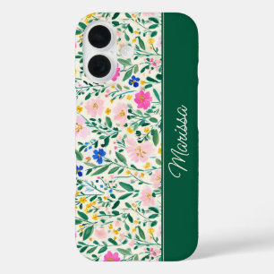 Farbenfrohe Florale Personalisierung iPhone 16 Hülle