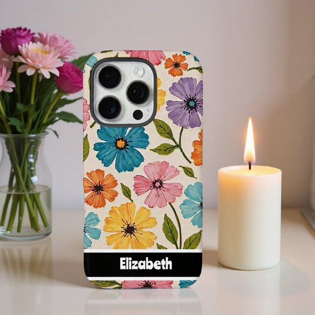Farbenfrohe florale Telefonabdeckung individuell e iPhone 16 Pro Hülle (Von Creator hochgeladen)