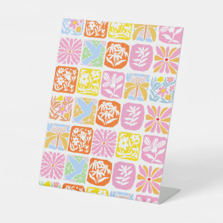 Farbenfrohe florale Tile Botanische Folk Whimsical Sockelschild