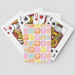 Farbenfrohe florale Tile Botanische Folk Whimsical Spielkarten