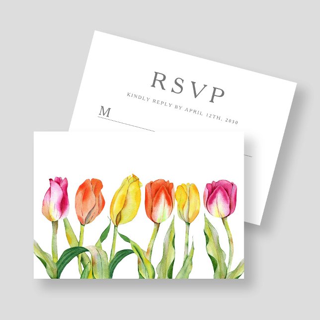 Farbenfrohe florale Wasserfarbe Ostern RSVP Karte (Colorful Floral Watercolor Tulip Easter RSVP Card)