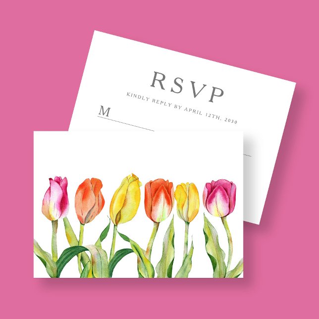 Farbenfrohe florale Wasserfarbe Ostern RSVP Karte (Colorful Floral Watercolor Tulip Easter RSVP Card)