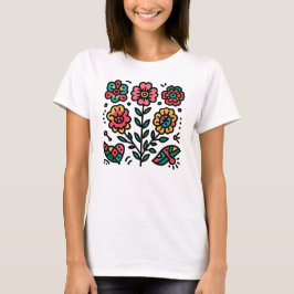Farbenfrohe florale Whimsistische Abstrakte Blume T-Shirt
