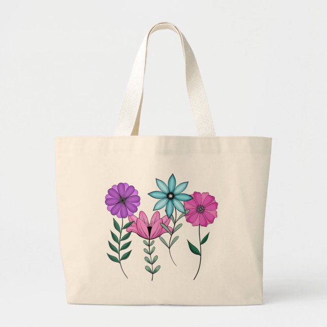 farbenfrohe Florals Jumbo Stoffbeutel (Vorne)