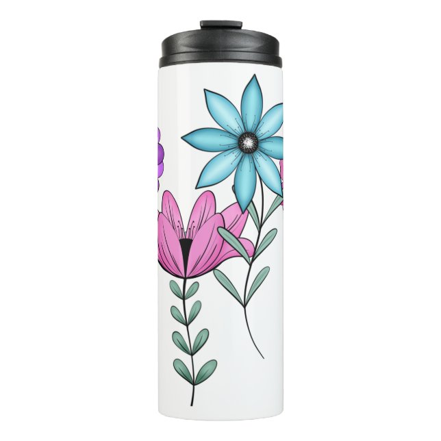 farbenfrohe Florals Thermosbecher (Vorderseite)