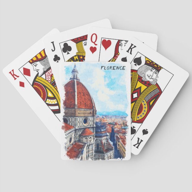 Farbenfrohe Florenz Italien Duomo Kathedrale Spielkarten (Rückseite)