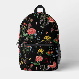 Farbenfrohe FLower Garden Hand Zeichnend Schwarz C Bedruckter Rucksack