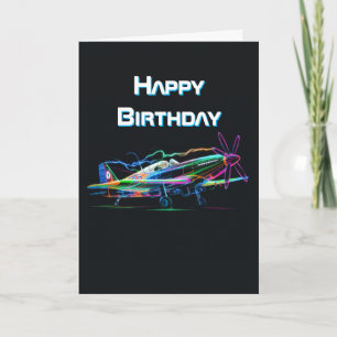Farbenfrohe Flugzeuge, Luftfahrt zum Geburtstag Karte