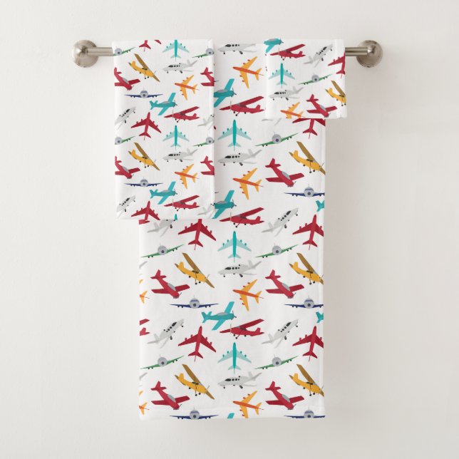 Farbenfrohe Flugzeuge Muster Kinder Bad Badhandtuch Set (Insitu)