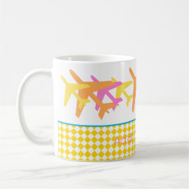 Farbenfrohe Flugzeuge reisen Crew Custom Text Kaffeetasse
