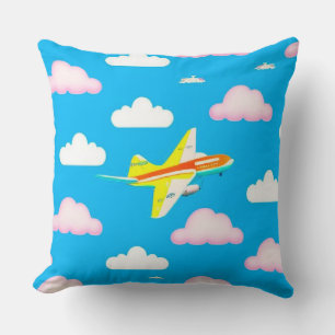 Farbenfrohe Flugzeuge unter Cartoon Wolken Kissen