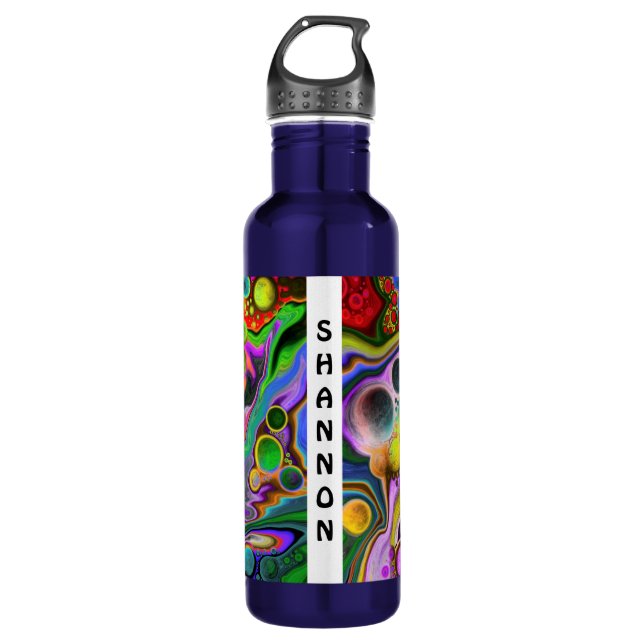 Farbenfrohe Fluid Art Marmorroute Personalisiert Edelstahlflasche (Vorderseite)