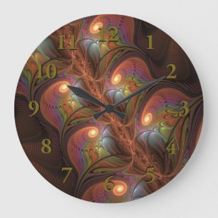 Farbenfrohe fluoreszierende Abstrakte Moderne Brau Große Wanduhr