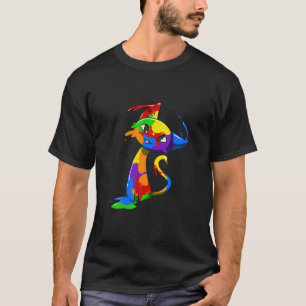 Farbenfrohe flüssige Kunstkatze für Künstler und L T-Shirt