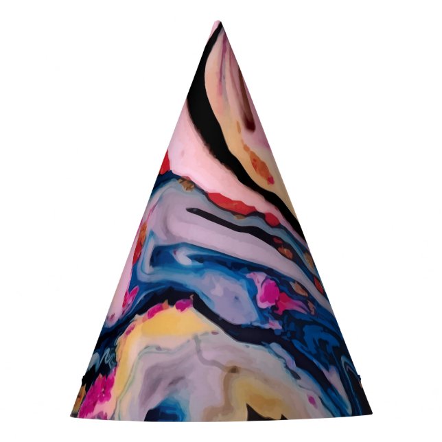 Farbenfrohe flüssige Marmorabstraktion Partyhütchen (Vorderseite)