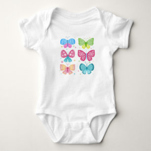 Farbenfrohe Flutter-Freunde Baby Strampler