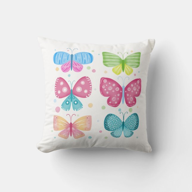 Farbenfrohe Flutter-Freunde Kissen (Vorderseite)