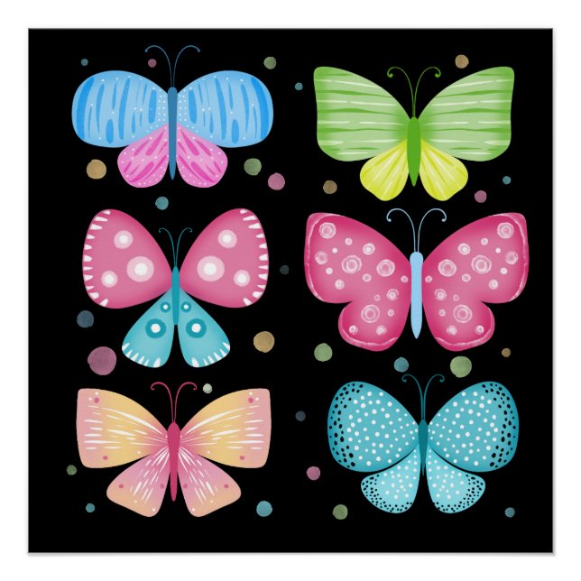 Farbenfrohe Flutter-Freunde Poster (Vorderseite)