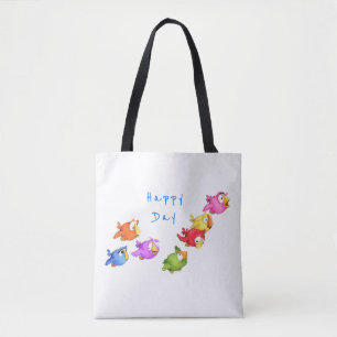 Farbenfrohe flying Birds Tote-Tasche - Ihr Text Tasche