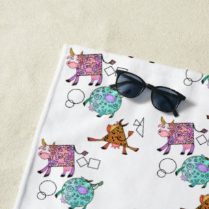 Farbenfrohe Flying Cows Funny Baby Beach Handtuch