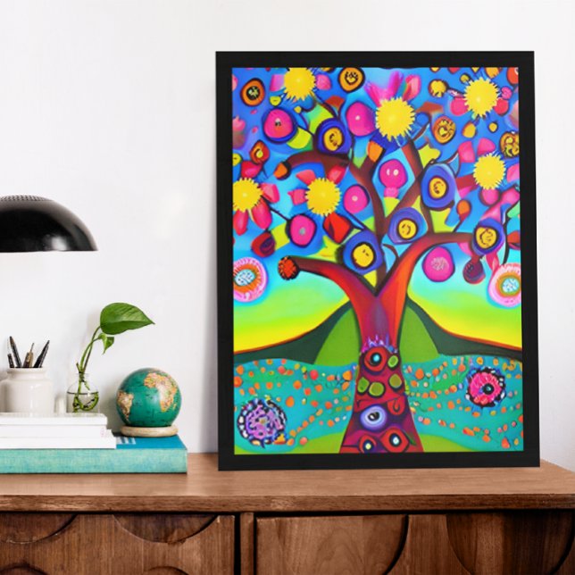 Farbenfrohe Folk Art Style Tree Fotodruck (Von Creator hochgeladen)