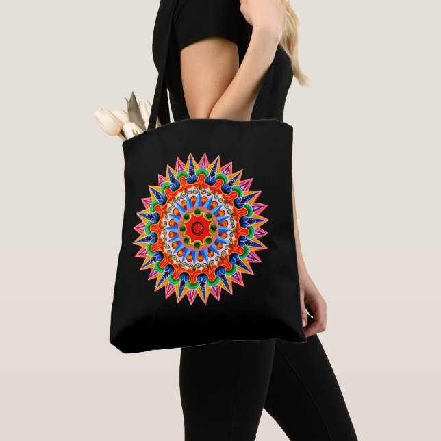 Farbenfrohe Folklore Design Toag Tasche (Von Nahem)
