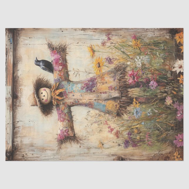Farbenfrohe Folkloreinskizze mit Wildblumen Seidenpapier (Vorderseite)