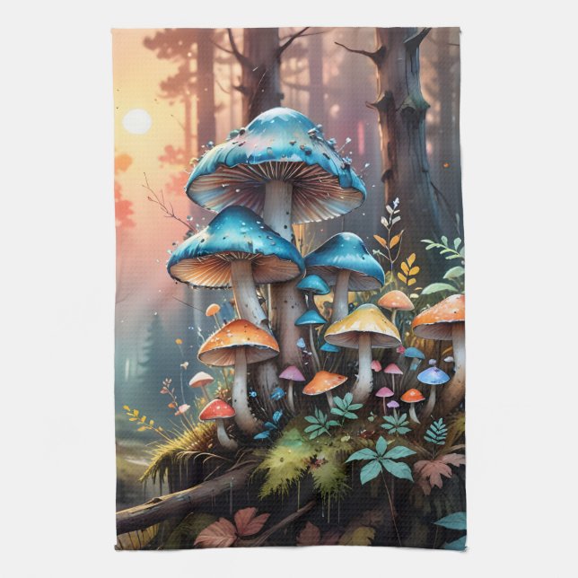 Farbenfrohe Forelle Pilz Geschirrtuch (Vertikal)