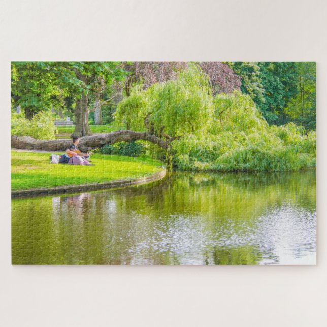 Farbenfrohe Foto-Szene aus dem Amsterdamer Park (Horizontal)