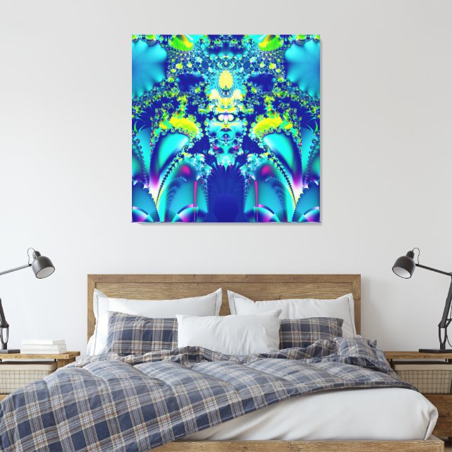 Farbenfrohe Fraktal Kunst Leinwanddruck (Insitu (Schlafzimmer))