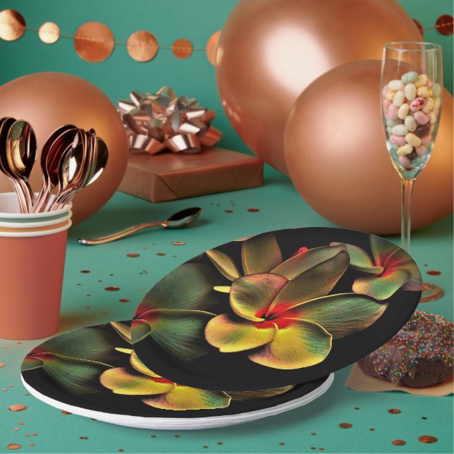 Farbenfrohe Frangipani Blume Paper Plate Pappteller (Multi)