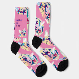 Farbenfrohe Französische Bulldoggen – Künstlerisch Socken
