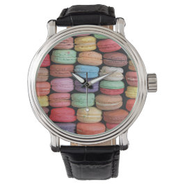 Farbenfrohe französische Macaron-Muster Armbanduhr