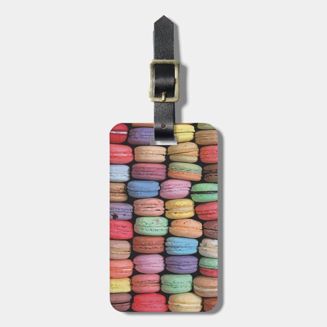 Farbenfrohe französische Macaron-Muster Gepäckanhänger (Vorderseite vertikal)