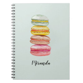 Farbenfrohe französische Macarons Wasserfarbe Hand Notizblock