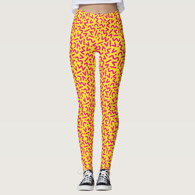 Farbenfrohe Frauen, die den 80er Liebe Leggings (Vorderseite)