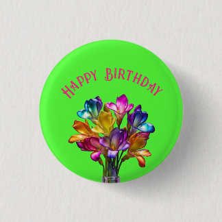 Farbenfrohe Freesia Floral Bouquet Button