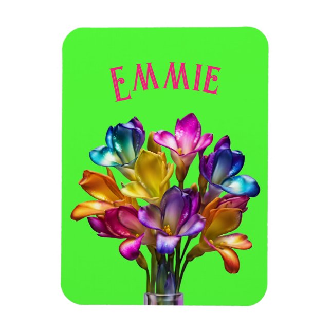 Farbenfrohe Freesia Floral Bouquet Magnet (Vertikal)
