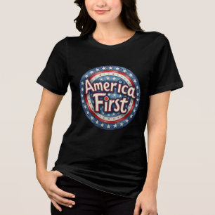 Farbenfrohe Freiheit: Amerika zuerst Tri-Blend Shirt