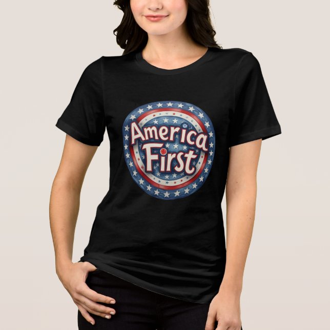 Farbenfrohe Freiheit: Amerika zuerst Tri-Blend Shirt (Vorderseite)