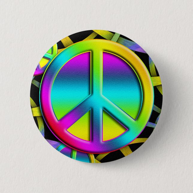 farbenfrohe FRIEDE Button (Vorderseite)