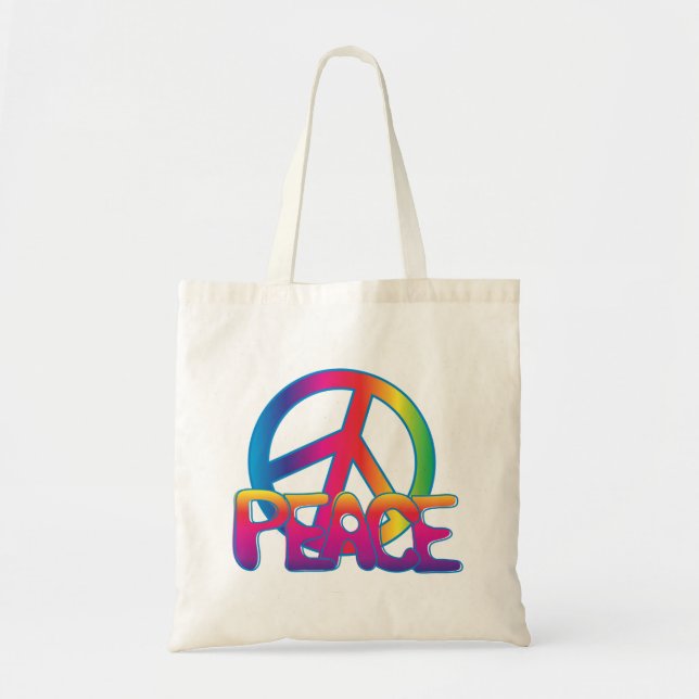Farbenfrohe Friedenssymbol Tote Tasche (Vorne)